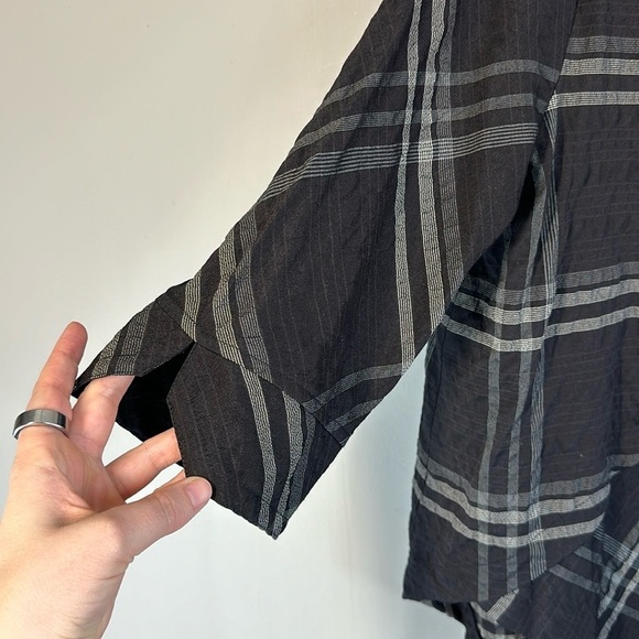 Ali Miles Plaid Tunic Top Size PM Artsy Crinkle Fabric Asymmetrical Fall Autumn - Picture 8 of 13